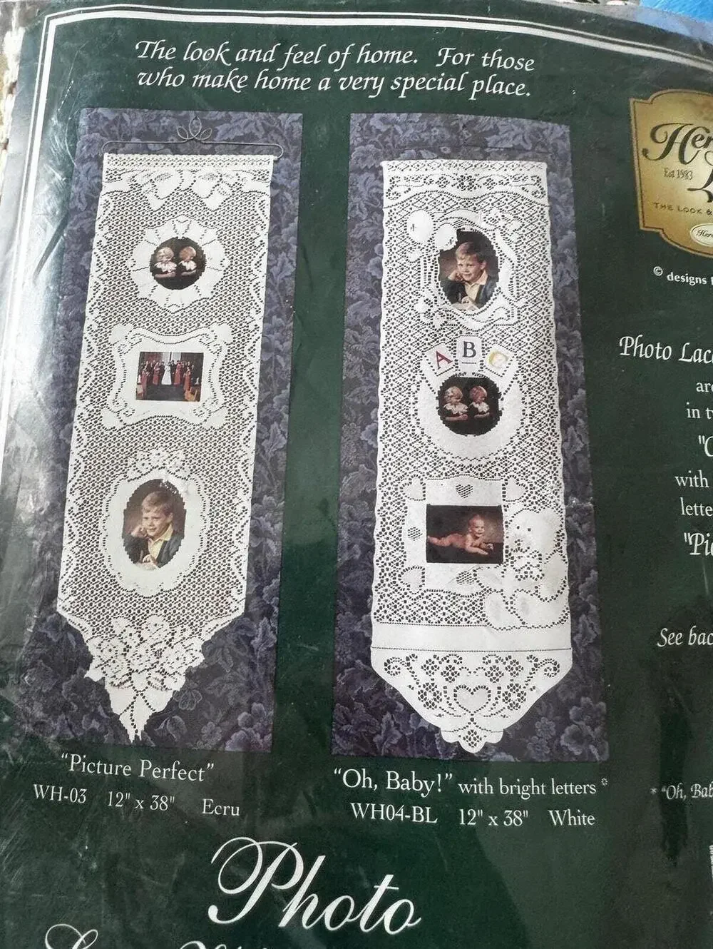 Lace Wall Hanging, Ecru Photo Frame, Three Photo Display, Soft Warm Cream